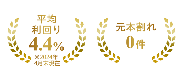 平均利回り 4.4% 元本割れ 0件